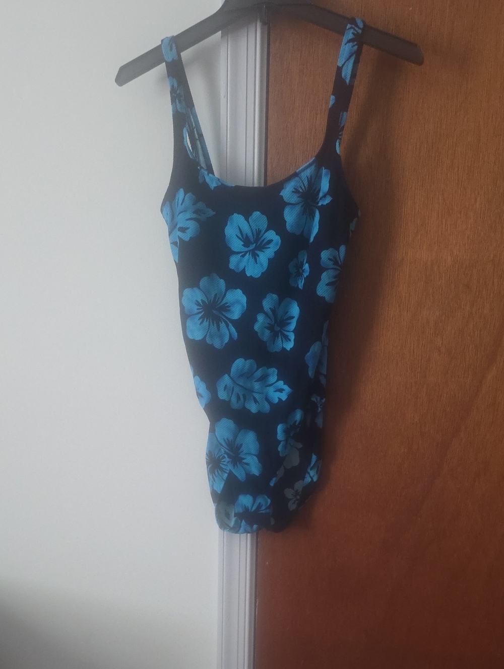 Jantzen Black One-Piece Swimsuit with Aqua Floral Accents